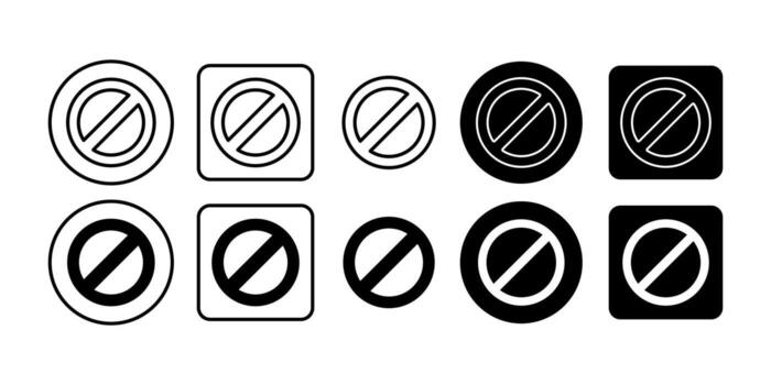 Stop Black Icon Bundle for Media Control and Warning Symbol in Simple Minimal Modern Design vector
