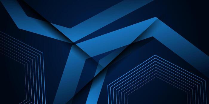 Abstract banner on a blue 3D background with a simple geometric hexagon pattern design. Eps10 vector