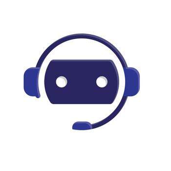chatbot icono. ai símbolo. sencillo robot cabeza con auriculares y micrófono. automático, gerente, web. isométrica diseño estilo. vector