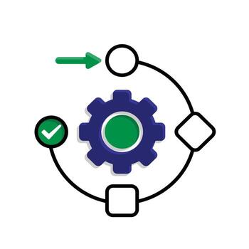 workflow icons. automated management. artificial intelligence software interface. trigger node, data tool, technology. Mixed design style vector