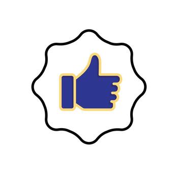 Recommendation icon, simple badge with likes, business, feedback, mixed design style on white background vector