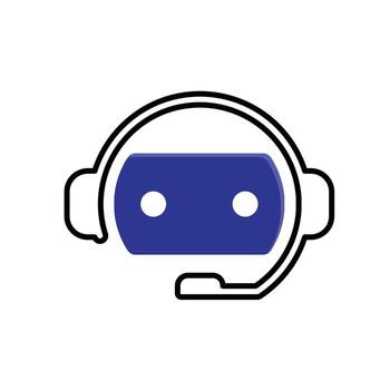 chatbot icono. ai símbolo. sencillo robot cabeza vistiendo un único auriculares y micrófono. automático, gerente, web. mezclado diseño estilo. vector