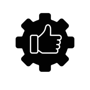 Best practice icons, gears with like, recommendations. business, feedback, flat design style on a white background vector