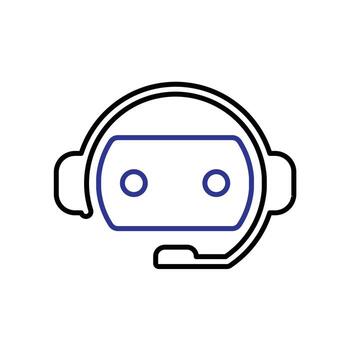 chatbot icono. ai símbolo. sencillo robot cabeza vistiendo un único auriculares y micrófono. automático, gerente, web. contorno diseño estilo. vector