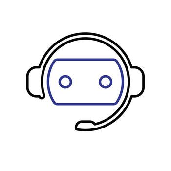 chatbot icono. ai símbolo. sencillo robot cabeza con auriculares y micrófono. automático, gerente, web. contorno diseño estilo. vector