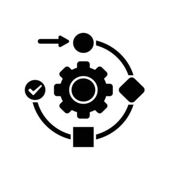 workflow icons. automated management. artificial intelligence software interface. trigger node, data tool, technology. Flat design style vector