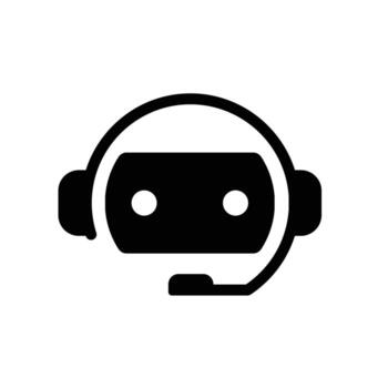 chatbot icono. ai símbolo. sencillo robot cabeza vistiendo un único auriculares y micrófono. automático, gerente, web. plano diseño estilo. vector