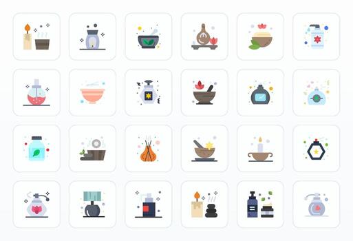 24 Flat Icons from Essential Oil in High Resolution Display Perfect Quality vector