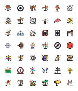 Guidance Design Icons featuring 42 Grid Fitted Line Filled Style vector