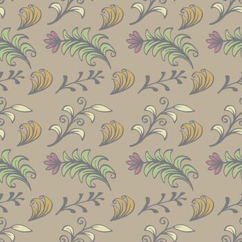 Seamless pattern with decorative flowers in retro style. vector