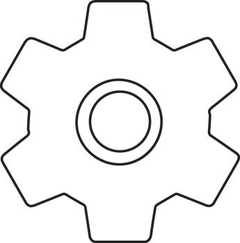 Cogwheel Outline Icon Illustration Engineering Gear Symbol, Mechanical Settings Pictogram, Mechanism Configuration Line Art Graphic in Technical Drawing Style vector
