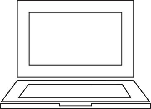 Sleek Notebook Silhouette Illustration Tech Device Outline Portable Computer Design Thin Line Art Electronic Equipment Icon Symbol Digital Work Tool Modern vector