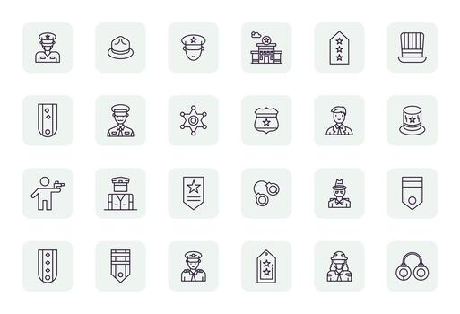 24 Regular Bold Outline Icons from Officer in High Resolution Pixel Optimized Quality vector