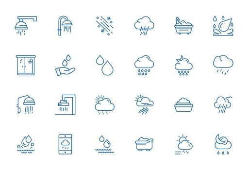 24 Bold Line Pixel Optimized Vectors for Shower Theme