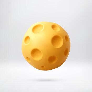 3d Full Moon with Crater Isolated. Render Yellow Moon Shape vector