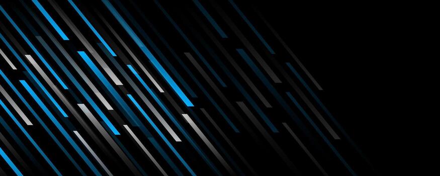 Techno abstract background on dark space with blue white lines decoration. High speed with stripes style. Modern graphic design element moving concept for web banner, flyer, card, or brochure cover vector