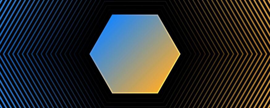 3D blue yellow techno abstract background overlap layer on dark space with hexagon lines effect decoration. Modern graphic design element stripes style concept for web, flyer, card, or brochure cover vector