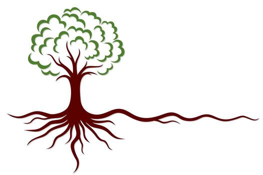 The Tree symbol with roots. vector