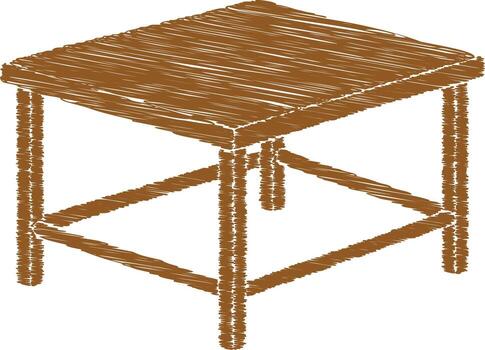 Rustic square wooden table perspective view vector