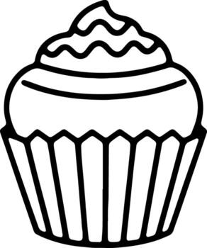 Outline of a Cupcake with Icing Frosting vector