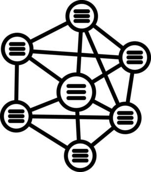 Outline Icon Network Node Connection Diagram vector