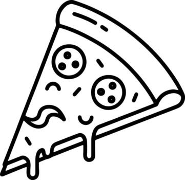 Pizza Slice Outline Icon with Toppings vector