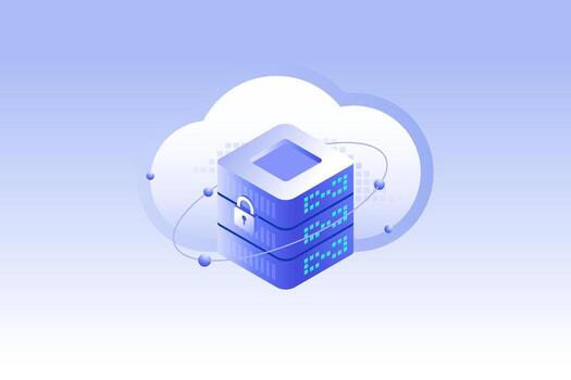 Cloud Based Data Warehouse Integration, cloud center technology concept illustration vector
