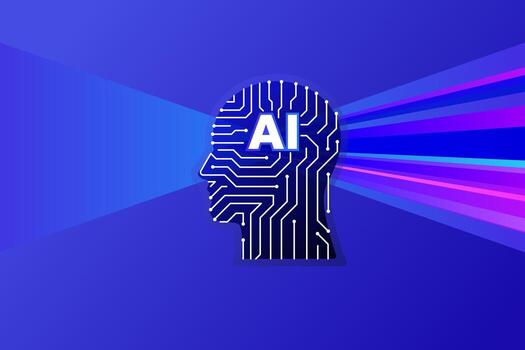 Ai Head Digital Artificial Intelligence Circuit Line vector