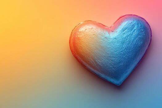Vibrant textured heart on a stunning gradient background, perfect for conveying love, romance, and modern design concepts photo