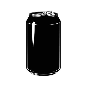 Illustration of a Sleek Black Drink Can with an Open Tab Design Element vector