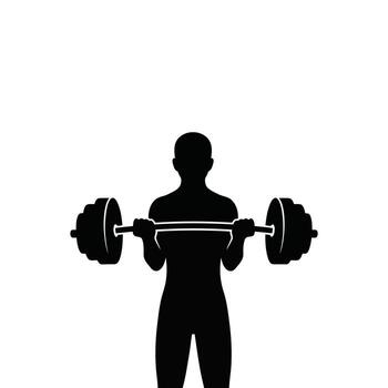 illustration of a dedicated individual performing barbell bicep curls, a symbol of strength, fitness, and commitment to a healthy workout routine and physical development vector