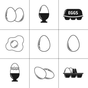 Egg Icon Collection A Visual Compendium of Egg Shapes, Styles, and Egg-Related Concepts vector