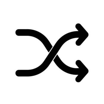 Sleek black shuffle icon illustrating the fundamental concept of random reordering and mixing content, ideal for modern digital interfaces and multimedia applications vector