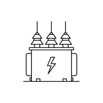 Outline illustration depicting an electrical transformer, a crucial component for power distribution, energy conversion, and modern utility infrastructure vector