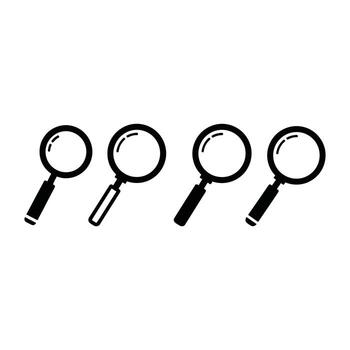 Set of magnifying glass icons - Search, investigation, analysis, looking, explore - graphics vector