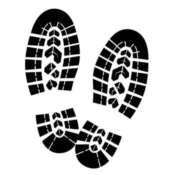 negro huellas en blanco fondo, huella modelo de un bota vector
