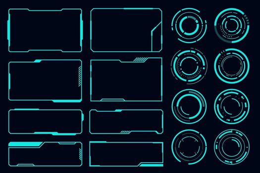 Cyberpunk style elements frame set. Abstract technology text boxes. Modern technology banner. vector