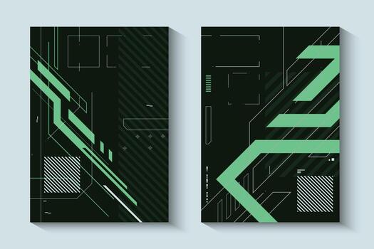 Abstract line and geometric shape tech sci fi template cover design element vector