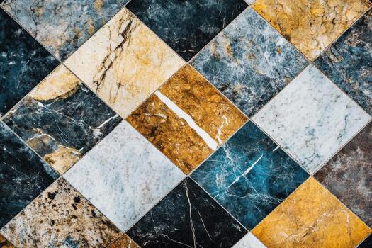 Colorful marble tiles arranged in a striking pattern photo