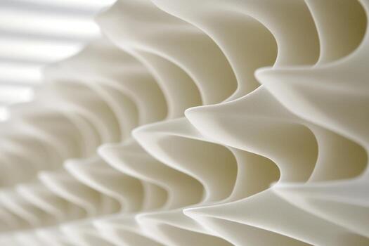 Architectural design features unique wavy patterns in white photo