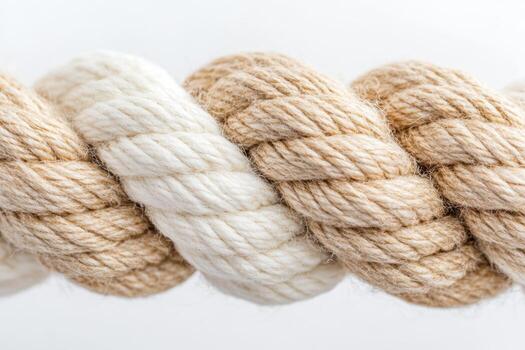 Rope made of natural fibers in a twisted pattern photo