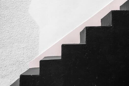 Unique staircase design featuring black and white colors photo