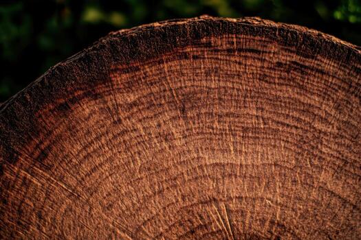 Close view of a tree stump highlighting its growth rings photo