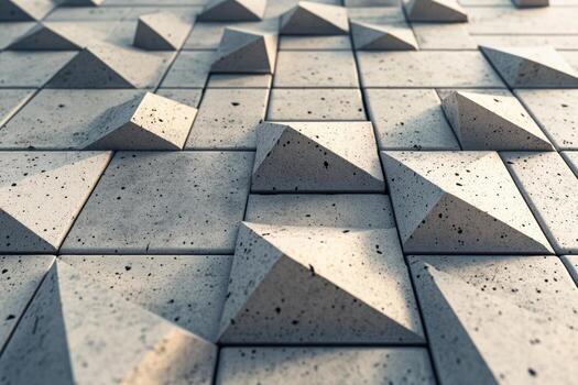 Textured concrete surface showcasing 3D pyramid shapes photo