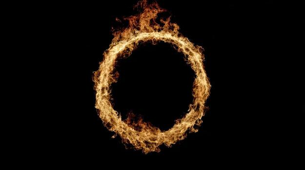 Fire ring glowing against a dark background photo