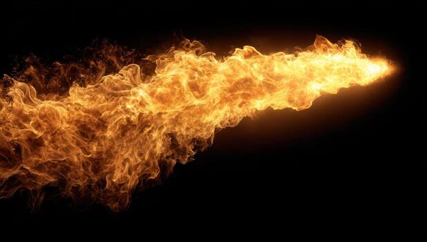 Bright flames flow in a dramatic display of fire photo