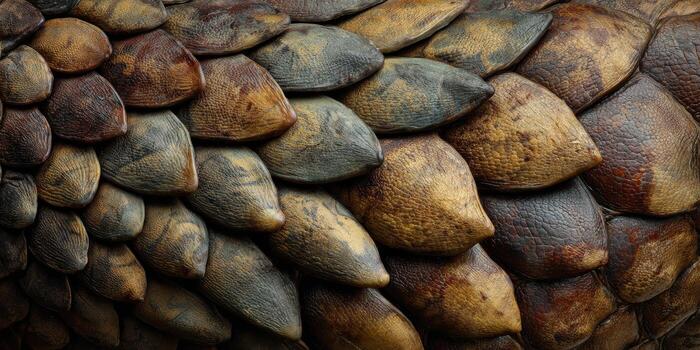Detailed view of a pangolin's overlapping scales photo