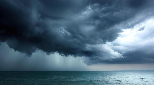 oscuro tormenta nubes telar terminado calma Oceano aguas foto