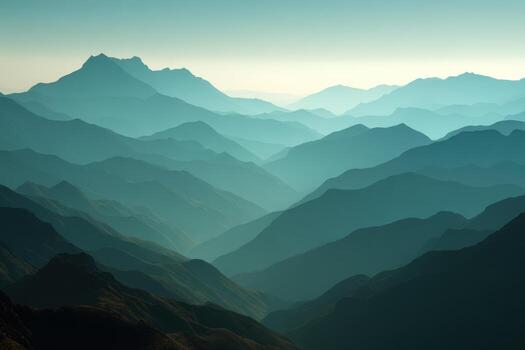 Twilight mountains stretch across the sky photo