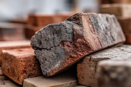 Textures of bricks stacked in a construction area photo